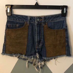 UO High Waisted Shorts w/ Suede Panels